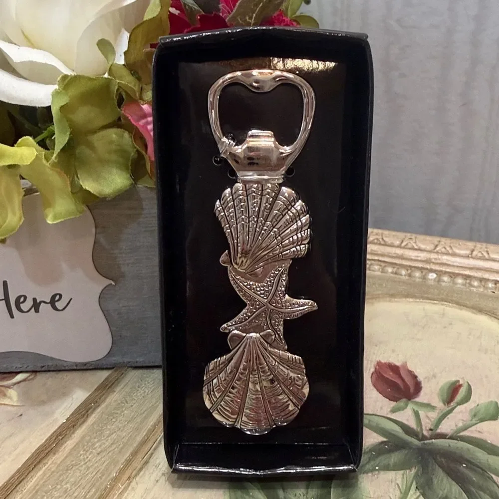 Ganz Seashell Bottle Opener Silver Tone Coastal Beach Cottage NEW